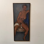 1940s Nude Painting of Seated Woman | Large African American Art