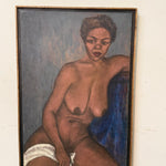 1940s Nude Painting of Seated Woman | Large African American Art