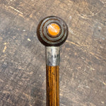 1930s Benzie of Cowes Sterling Silver Walking Cane | Antique Bocce Ball Form Handle | | Lawn Bowl |  London Hallmark | Oak Shaft