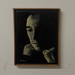 1950s Noir Chiaroscuro Oil Portrait Painting of a Mysterious Man