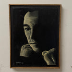 1950s Noir Chiaroscuro Oil Portrait Painting of a Mysterious Man