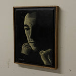 1950s Noir Chiaroscuro Oil Portrait Painting of a Mysterious Man