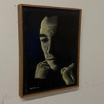 1950s Noir Chiaroscuro Oil Portrait Painting of a Mysterious Man
