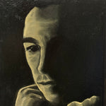 1950s Noir Chiaroscuro Oil Portrait Painting of a Mysterious Man