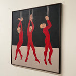 1960s Surrealist Oil Painting of Three Marionette Dancers | Schrenzel |