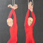 1960s Surrealist Oil Painting of Three Marionette Dancers | Schrenzel |