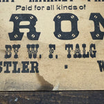 19th Century Scrap Iron Broadside Sign | Hustler Wisconsin