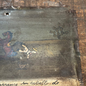 1920s Ex Voto Tin Retablo of a Child Thrown from a Horse