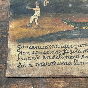 1920s Ex Voto Tin Retablo of Alligator Attack | Cleansing by Sorcerer