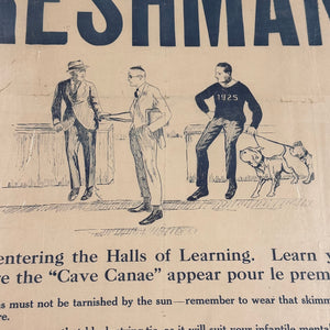 1920s College Rules Broadside Poster for Freshman