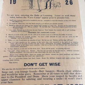 1920s College Rules Broadside Poster for Freshman