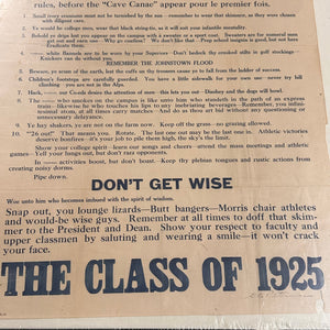 1920s College Rules Broadside Poster for Freshman