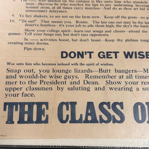 1920s College Rules Broadside Poster for Freshman