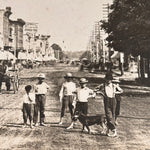 1800s Cabinet Card of Gang of Barefoot Kids on Main Street | 1884