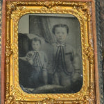 Antique Cased Tintypes of Siblings in Identical Outfits