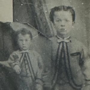 Antique Cased Tintypes of Siblings in Identical Outfits