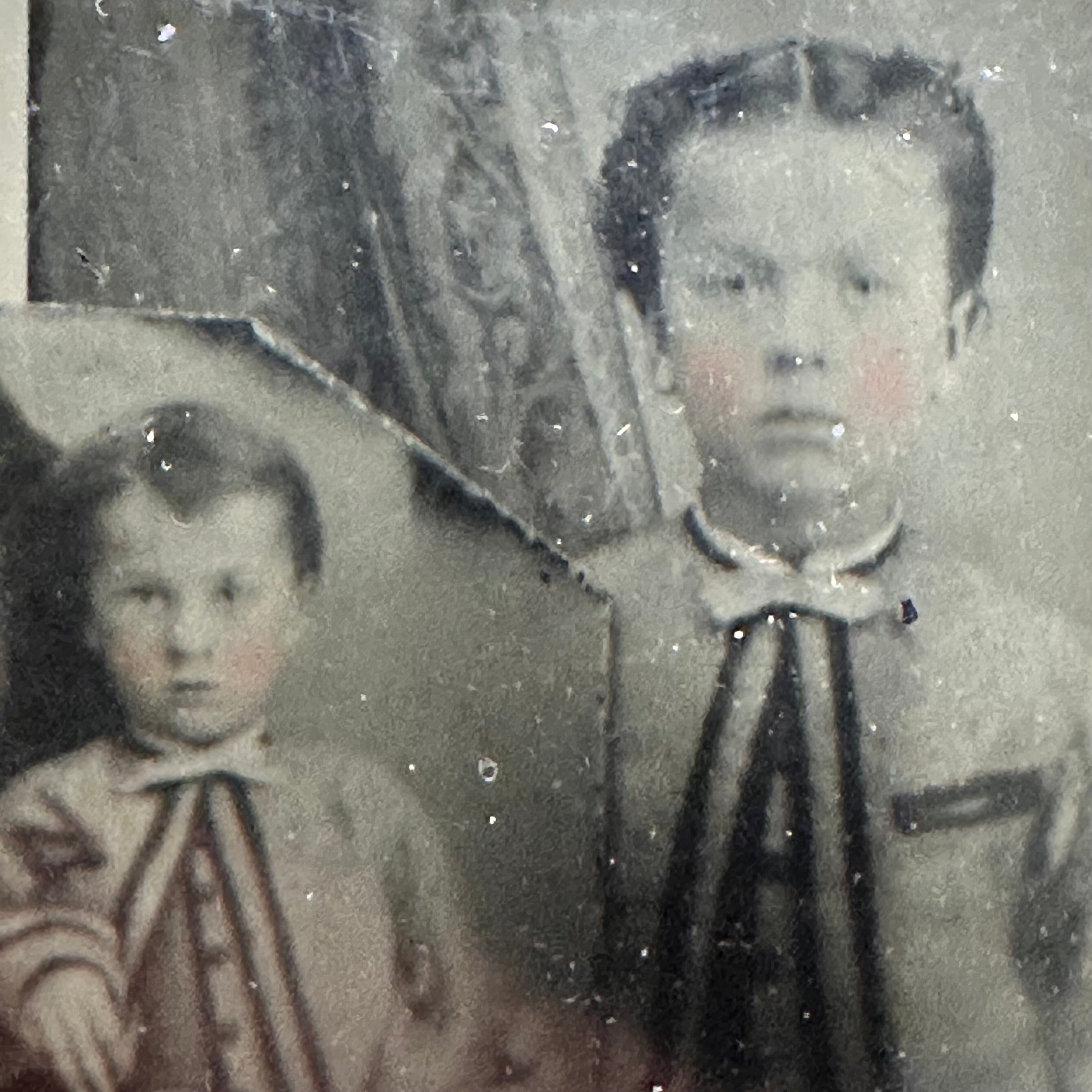 Antique Cased Tintypes of Siblings in Identical Outfits