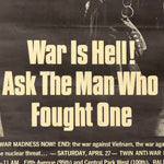 1960s War is Hell! Vietnam War Protest Poster - Powerful Anti-War Statement Print - Vintage Political Art, Twin Anti-War Parade - AS IS