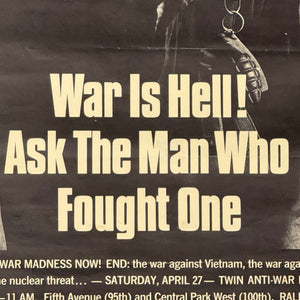 1960s War is Hell! Vietnam War Protest Poster - Powerful Anti-War Statement Print - Vintage Political Art, Twin Anti-War Parade - AS IS