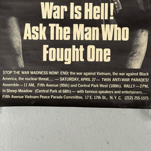 1960s War is Hell! Vietnam War Protest Poster | AS IS