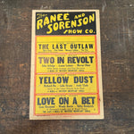 1930s Traveling Show Broadside Poster Featuring Four Nights of Serial Films
