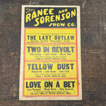 1930s Traveling Show Broadside Poster Featuring Four Nights of Serial Films