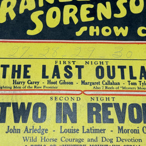 1930s Traveling Show Broadside Poster Featuring Four Nights of Serial Films
