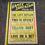 1930s Traveling Show Broadside Poster Featuring Four Nights of Serial Films