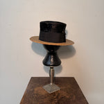 Antique Young Bros Porkpie Hat with Mixed Felt and Straw | 7 3/8