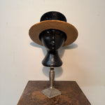 Antique Young Bros Porkpie Hat with Mixed Felt and Straw | 7 3/8