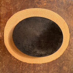 Antique Young Bros Porkpie Hat with Mixed Felt and Straw | 7 3/8