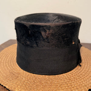 Antique Young Bros Porkpie Hat with Mixed Felt and Straw | 7 3/8