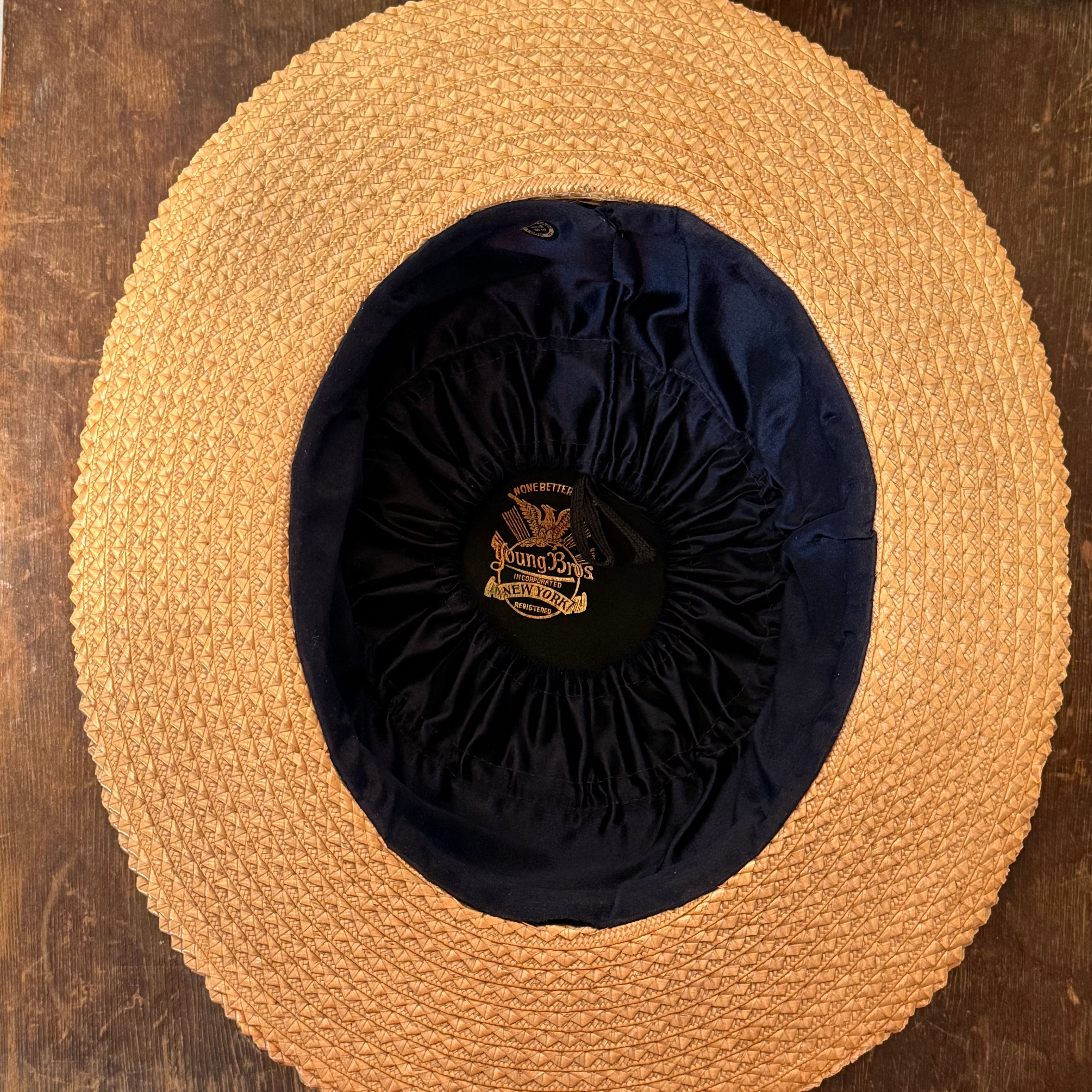 Antique Young Bros Porkpie Hat with Mixed Felt and Straw | 7 3/8
