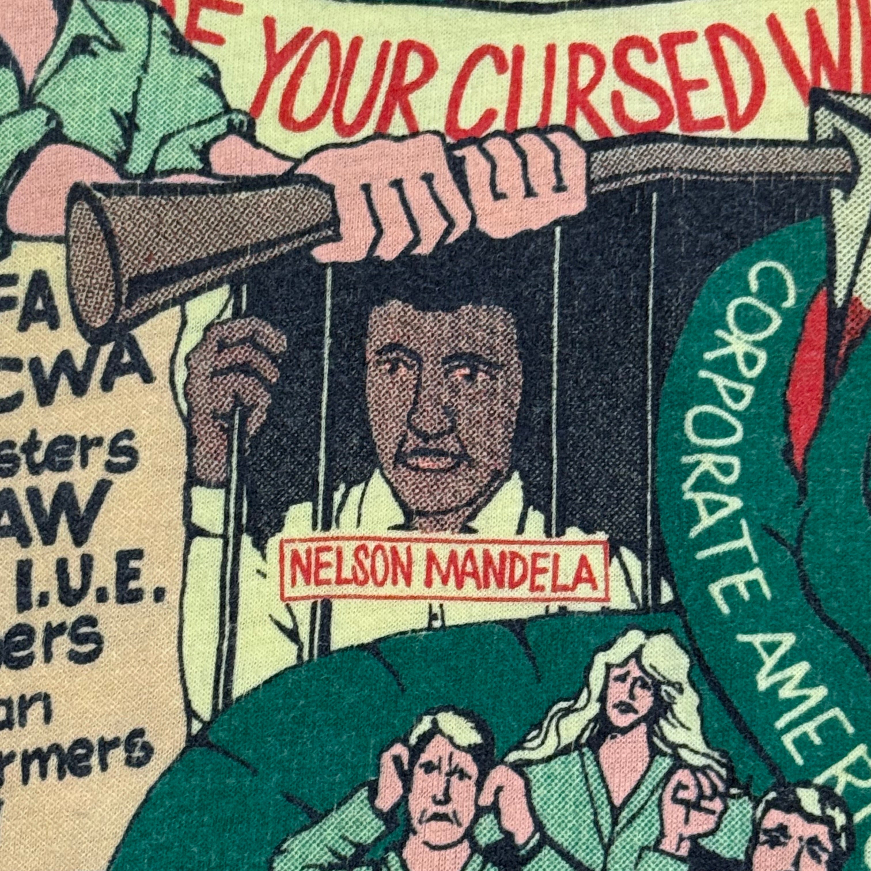 Rare 1980s Political Union Protest Shirt with Nelson Mandela