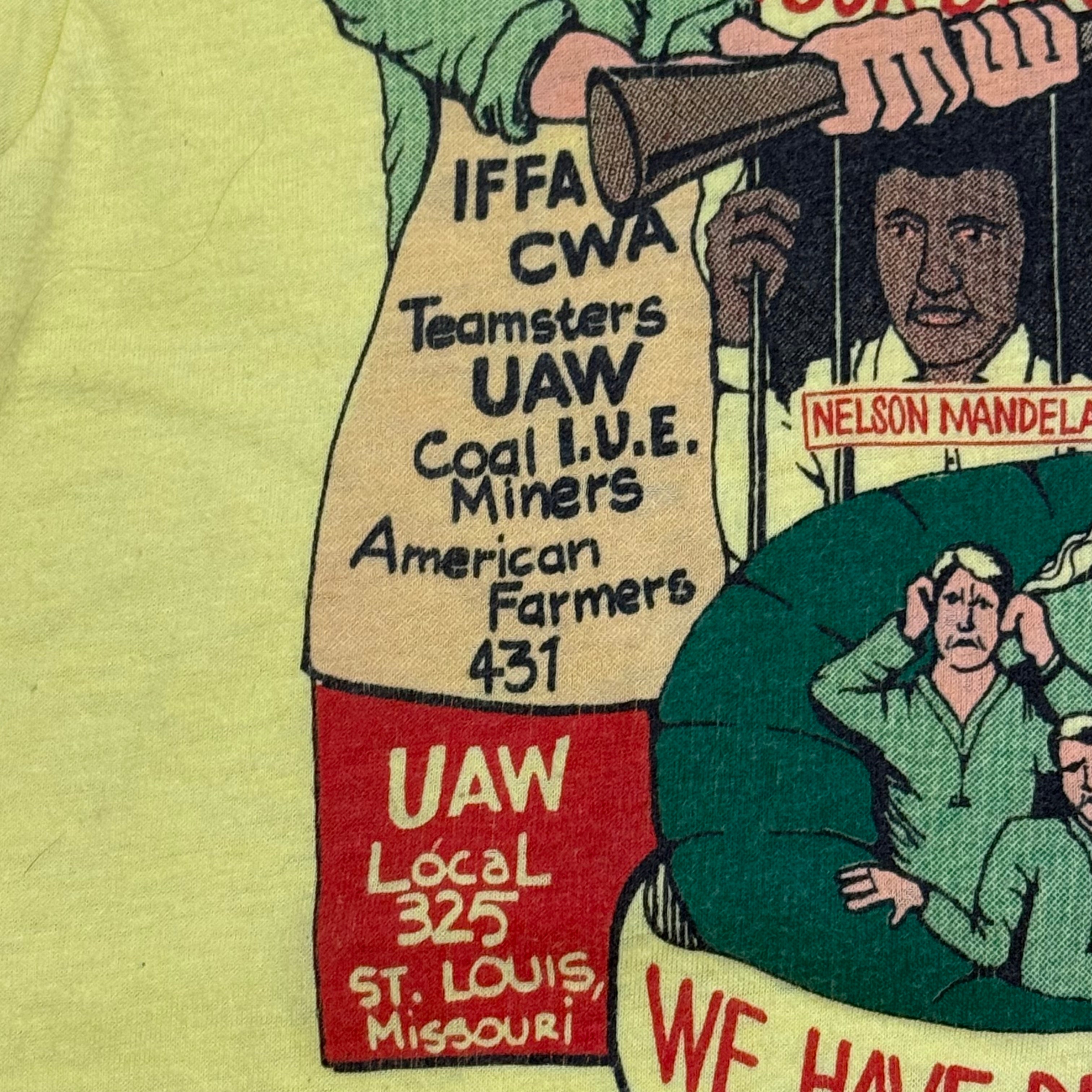 Rare 1980s Political Union Protest Shirt with Nelson Mandela