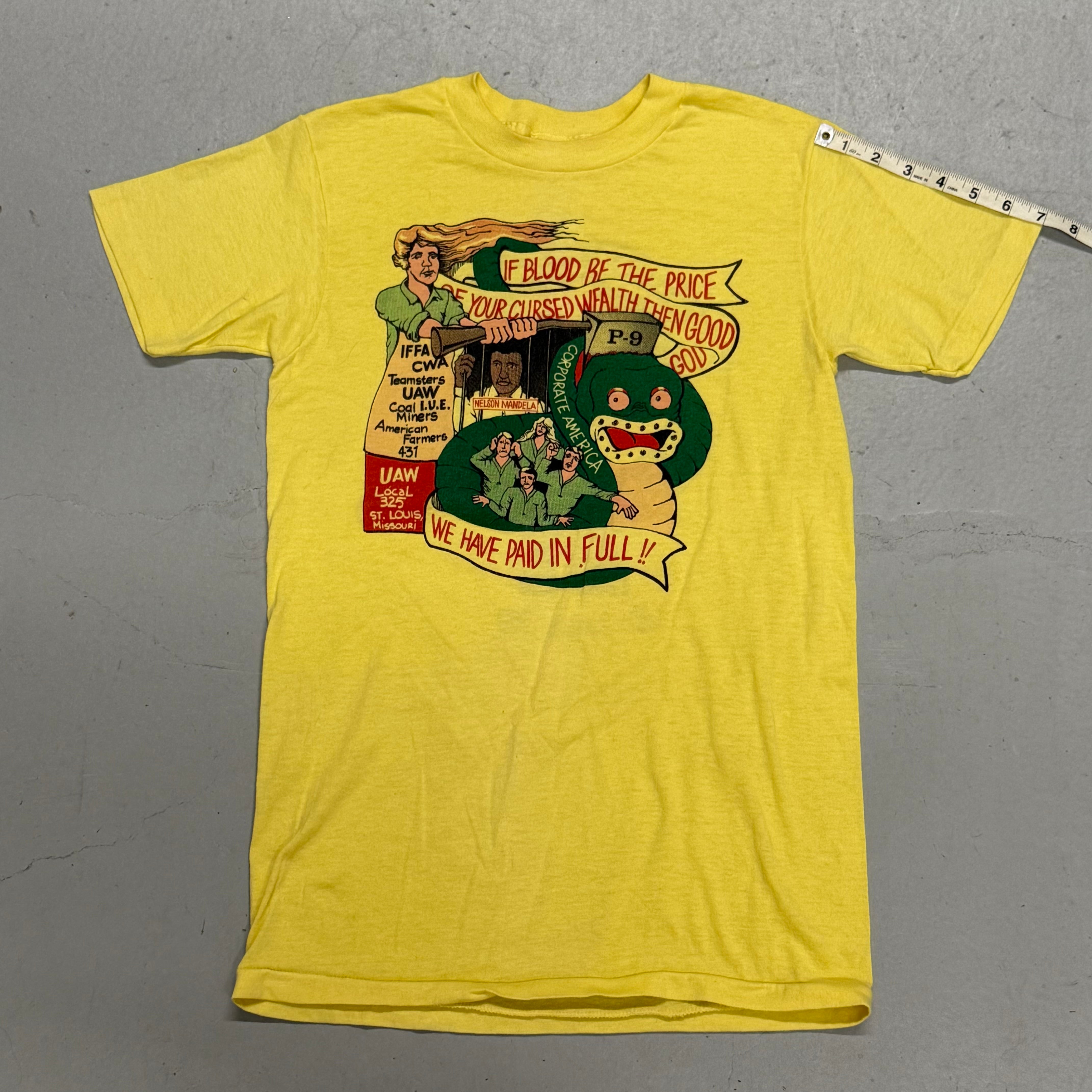 Rare 1980s Political Union Protest Shirt with Nelson Mandela