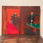 1960s Lynchian Mood Painting of Bar and Pool Game | David Lynch