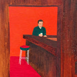 1960s Lynchian Mood Painting of Bar and Pool Game | David Lynch