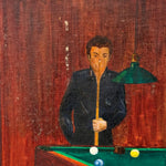 1960s Lynchian Mood Painting of Bar and Pool Game | David Lynch