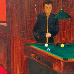 1960s Lynchian Mood Painting of Bar and Pool Game | David Lynch