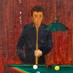 1960s Lynchian Mood Painting of Bar and Pool Game | David Lynch