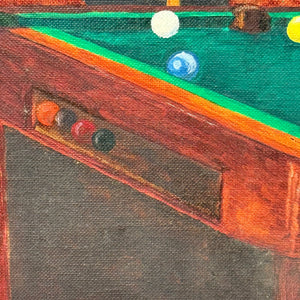 1960s Lynchian Mood Painting of Bar and Pool Game | David Lynch