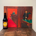 1960s Lynchian Mood Painting of Bar and Pool Game | David Lynch
