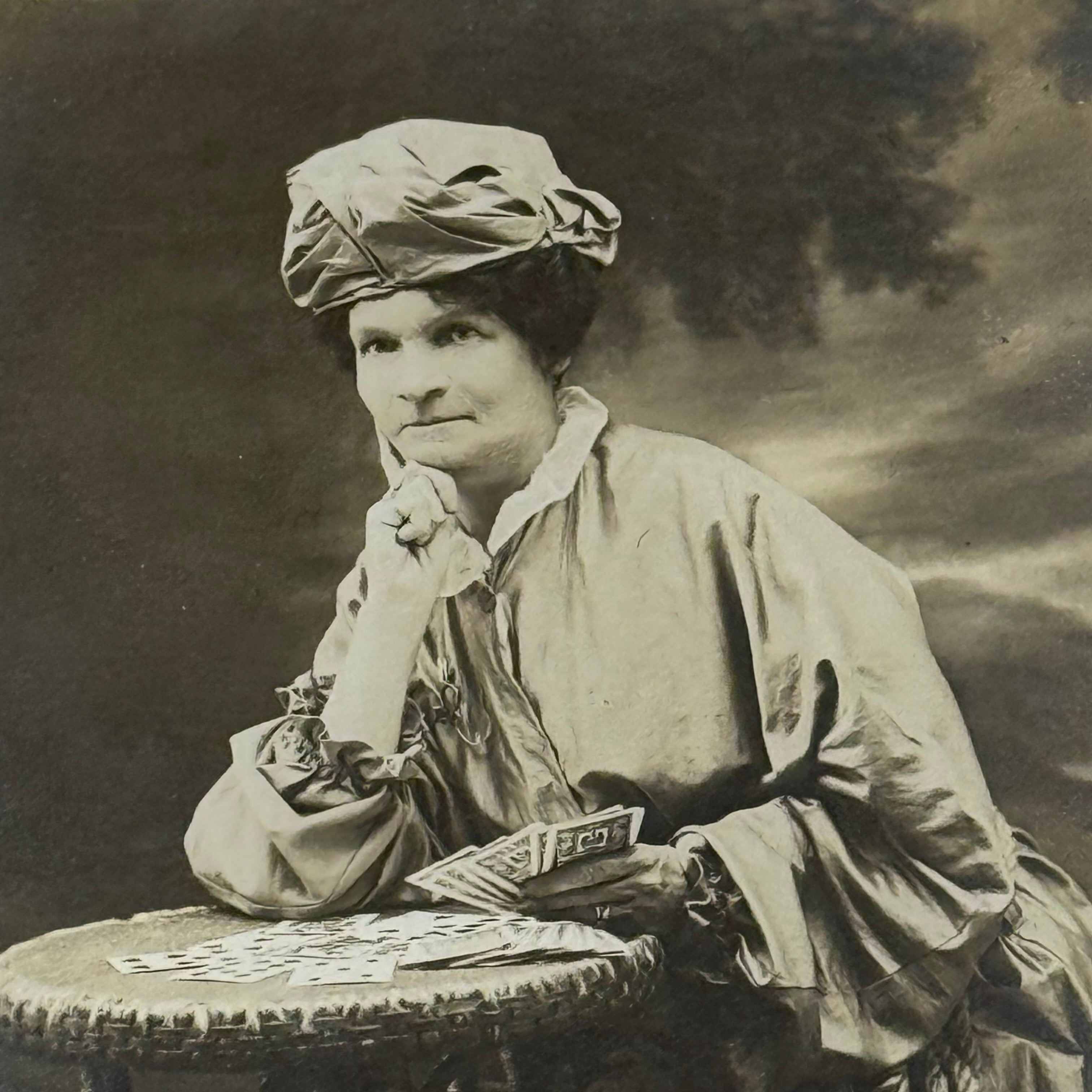 Antique Palm Reader RPPC with Handwritten Details and Cards - Madame Uno - Palmistry -Gypsy Table- Rare Unused Postcards from Early 1900s