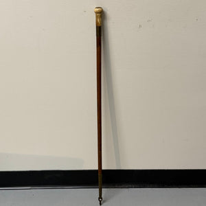 18th Century Malacca Cane with Detailed Brass Top Ferrule