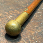 18th Century Malacca Cane with Detailed Brass Top Ferrule