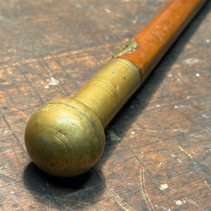 18th Century Malacca Cane with Detailed Brass Top Ferrule
