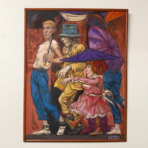 1940s Expressionist Bohemian Artwork on Board | 50” x 30”