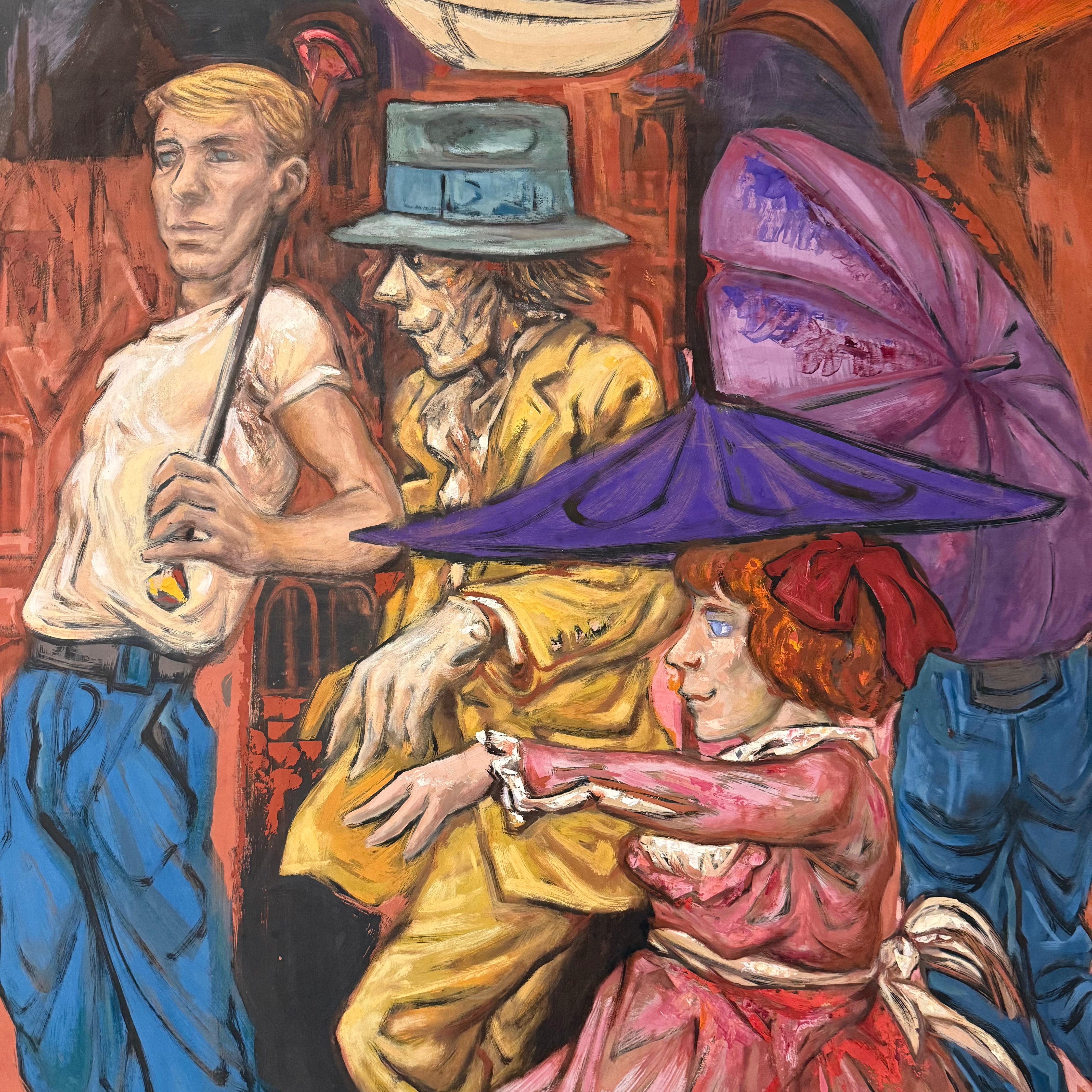 1940s Expressionist Bohemian Artwork on Board | 50” x 30”