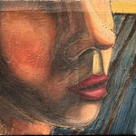 1950s Expressionist Painting of Female Stylized Profile | 12” x 9”